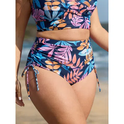 Bloomchic Women's Plus Size Bright Tropical Floral Print Adjustable Bikini Bottoms Multicolor Tropical Short G