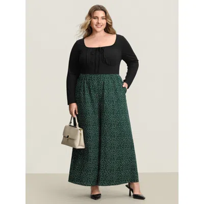 Bloomchic Women's Plus Size Bust-ease Neck-tie Floral Pockets Jumpsuit Multicolor Office 14-16/1x