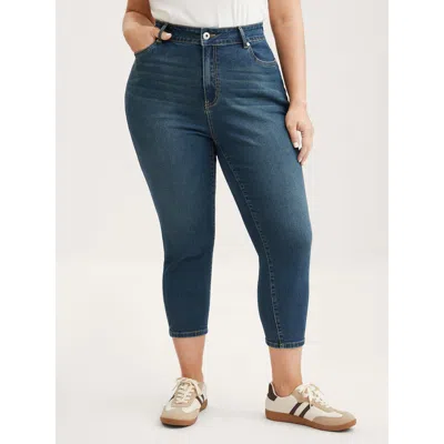 Bloomchic Women's Plus Size Butt Lift Mid-rise Skinny-fit Jeans Bluevintage Non Skinny Fit High Stretch 10/m