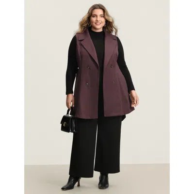 Bloomchic Women's Plus Size Button Detail Belted Pockets Vest Browncoffeecolor Belted 10/m