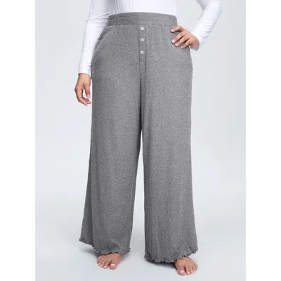 Bloomchic Women's Plus Size Button Detail Mixed Color Knit Lounge Bottoms Mediumgray Full 10/m