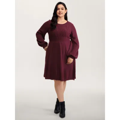 Bloomchic Women's Plus Size Cable Knit Elastic Waist Midi Sweater Dress Deepred Non Short Cable Knit 12/l In Red