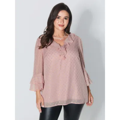 Bloomchic Women's Plus Size Chiffon Ruffled Neckline Layered Sleeve Blouse Crepe Synthetic Texture Party 3/4 S