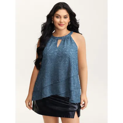 Bloomchic Women's Plus Size Chiffon Textured Layered Tank Top Stone Elegant A-line 12/l In Gray
