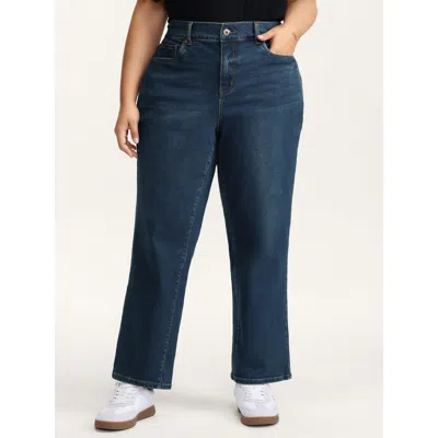 Bloomchic Women's Plus Size Cinched Vintage Blue Wash Straight-leg Jeans Bluevintage Not Graphics Non Straight