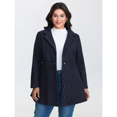 Bloomchic Women's Plus Size Cinched-flared High-low Hem Coat Indigo Non X-line 12/l In Purple