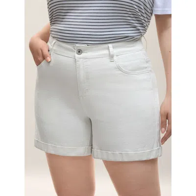 Bloomchic Women's Plus Size Classic Cut Denim Shorts Denimbeige Medium Stretch Casual 10/m