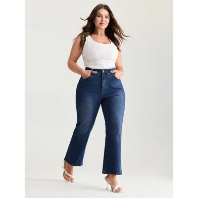 Bloomchic Women's Plus Size Classic High-rise Straight-leg Jeans Midblue Not Graphics Non Straight Fit High St