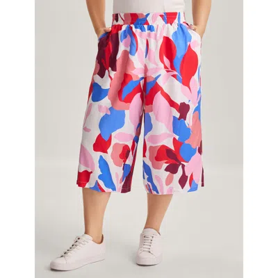Bloomchic Women's Plus Size Color Block Stretchy Waist Wide-leg Pants Multicolor Geometric Wide Leg Mid Rise C