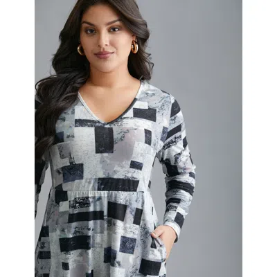 Bloomchic Women's Plus Size Colorblock Contrast V Neck Midi Dress Multicolor Everyday Midi Colorblock 22-24/3x