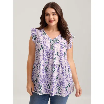 Bloomchic Women's Plus Size Colorful Leopard Print Bust-comfort Top Multicolor Elegant A-line 10/m