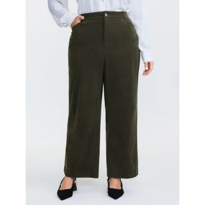 Bloomchic Women's Plus Size Corduroy Ribbed Solid Pants Darkslategray Non Slight Flare Mid Rise Office 10/m