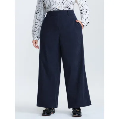 Bloomchic Women's Plus Size Corduroy Ribbed Straight-leg Pants Indigo Solid Straight Fit Mid Rise Office 10/m In Purple