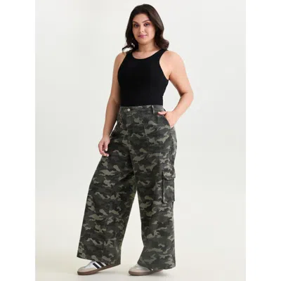Bloomchic Women's Plus Size Cotton Camouflage Print Straight-leg Pants Multicolor Camouflage Straight Fit Mid 