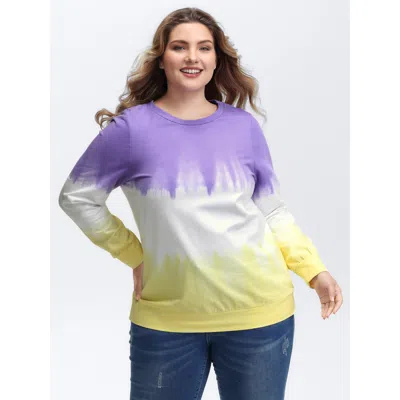 Bloomchic Women's Plus Size Cotton Dip Dye Stretchy Hem Sweatshirt Multicolor Casual 12/l