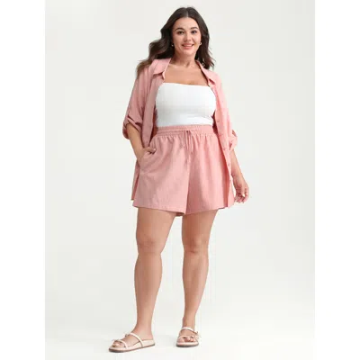 Bloomchic Women's Plus Size Cotton Drawstring Elastic Waist Pockets Shorts Crepe Casual A-line Drawstring Shor