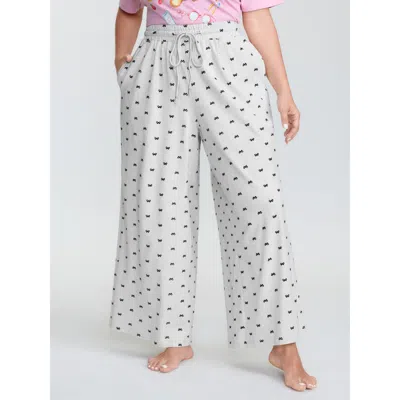 Bloomchic Women's Plus Size Cotton Polka Dots Heather Drawstring Lounge Pants Lightgray 10/m In Gray