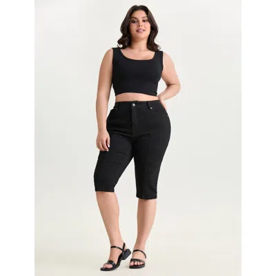 Bloomchic Women's Plus Size Cowboy Tummy-control Skinny-fit Jeans Denimblack Skinny Fit 10/m In Black