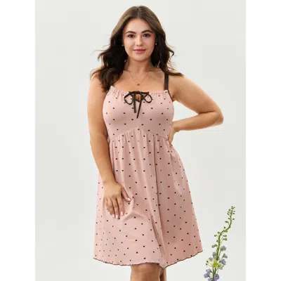 Bloomchic Women's Plus Size Cozy Love Drawstring Neckline Pocket Nightgown Nudepink Sleeveless Short 12/l