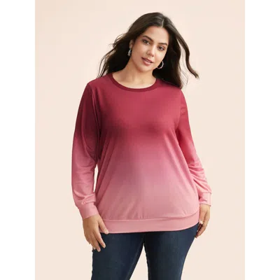 Bloomchic Women's Plus Size Crew Neck Ombre Sweatshirt Multicolor Everyday 10/m