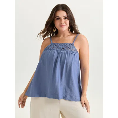 Bloomchic Women's Plus Size Cut-out Neckline Cami Plain Tank Top Stone Vacation A-line Square Neck 12/l In Gray