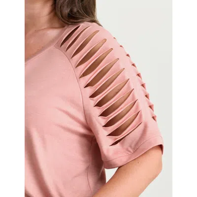 Bloomchic Women's Plus Size Cut-out Sleeve V Neck T-shirt Crepe Short Sleeve Casual V-neck 22-24/3x