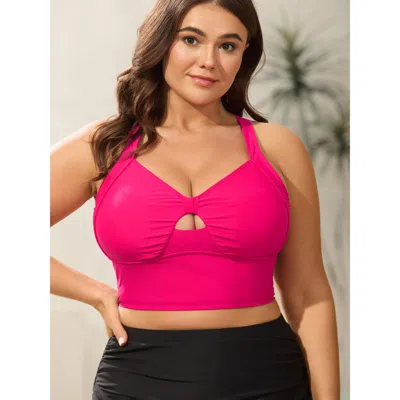 Bloomchic Women's Plus Size Cut-out Twisted-front Swim Top Rosered Non Gathered Adaptive-fit 22-24/3x