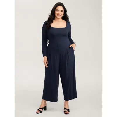 Bloomchic Women's Plus Size Easy Peezy Supersoft Super Stretchy Jumpsuit Indigo Elegant 10/m In Purple