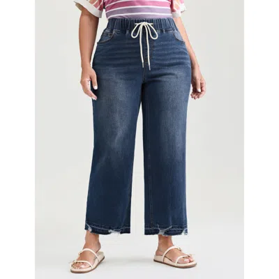 Bloomchic Women's Plus Size Easy Pull-on Stretchy Wide-leg Jeans Darkindigo Wide Leg High Stretch 30/6x In Purple