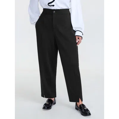Bloomchic Women's Plus Size Elastic Back Waistband Pants Black Solid Jogger Mid Rise Office 12/l