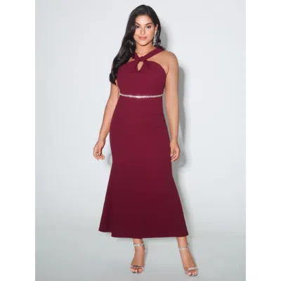 Bloomchic Women's Plus Size Elegant Cross-front Neckline Sequin Maxi Dress Burgundy Non Maxi Party 22-24/3x