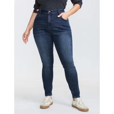 Bloomchic Women's Plus Size Elevated Super Stretchy Skinny-fit Jeans Darkindigo Not Graphics Non Skinny Fit Hi In Purple