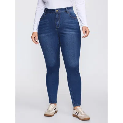 Bloomchic Women's Plus Size Everyday Moderate Stretch Skinny-fit Cropped Jeans Denimindigo Not Graphics Non Sk