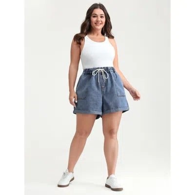 Bloomchic Women's Plus Size Everyday Stretchy Straight-leg Denim Shorts Denimlightblue Low Stretch Casual 10/m