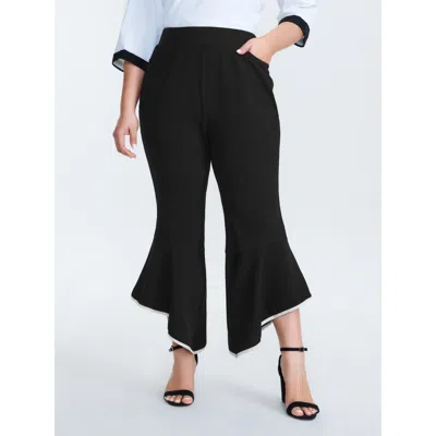 Bloomchic Women's Plus Size Flared Hem Pull-on Pocket Pants Black Non Flared High Rise Office 26/4x