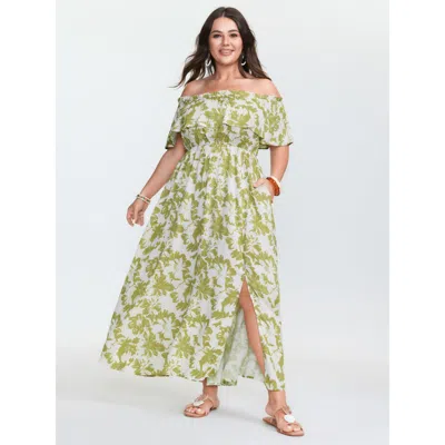 Bloomchic Women's Plus Size Floral Off-shoulder Flowy Maxi Dress Multicolor Floral Maxi Vacation 14-16/1x