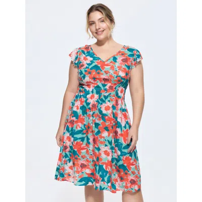 Bloomchic Women's Plus Size Floral Three-layered Stretchy Waist Mini Dress Arctic Elegant Ruffles 22-24/3x In White