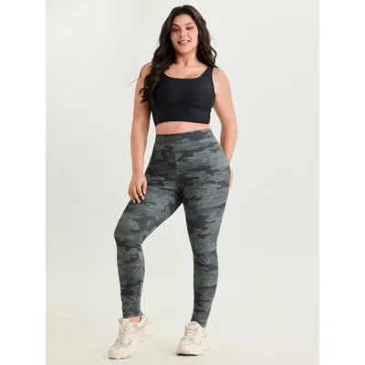 Bloomchic Women's Plus Size Geometric Print Stretchy Skinny-fit Pants Multicolor High Stretch Skinny Fit Mid R