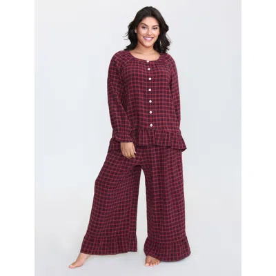 Bloomchic Women's Plus Size Gingham Print Ruffled Hem Co-ord Pajama Set Multicolor Not Graphics 22-24/3x