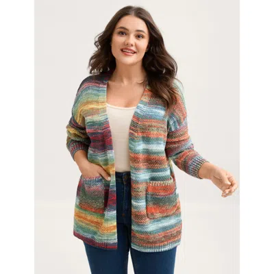 Bloomchic Women's Plus Size Gradual Color Change Textured Knit Cardigan Multicolor Long Sleeve 12/l