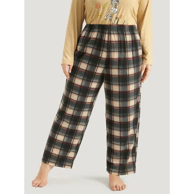Bloomchic Women's Plus Size Halloween Plaid Pocket Elastic Waist Pajama Bottoms Multicolor Elastic Waist 10/m