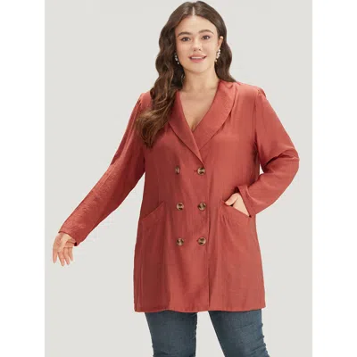 Bloomchic Women's Plus Size Halloween Supersoft Essentials Lapel Collar Pocket Button Through Blazer Orangered
