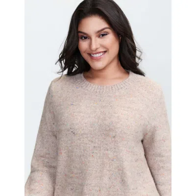 Bloomchic Women's Plus Size Heather Crewneck Ribbed Hem Pullover Dirtypink Long Sleeve 12/l