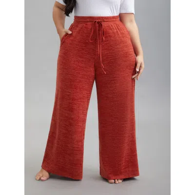 Bloomchic Women's Plus Size Heather Drawstring Loose Lounge Bottoms Orangered Full 12/l