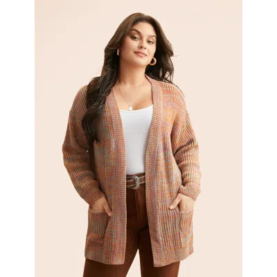 Bloomchic Women's Plus Size Heather Patch Pocket Drop Shoulder Cardigan Multicolor Long Sleeve 12/l