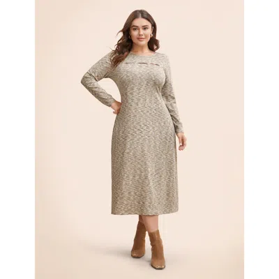 Bloomchic Women's Plus Size Heather Pit Strip Cut Out Dress Lightbrown Non Midi Everyday Distressed 18-20/2x In Brown