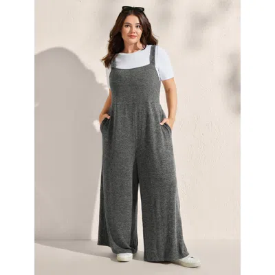 Bloomchic Women's Plus Size Heather Stretchy Wide-leg Jumpsuit Dimgray Casual 28/5x