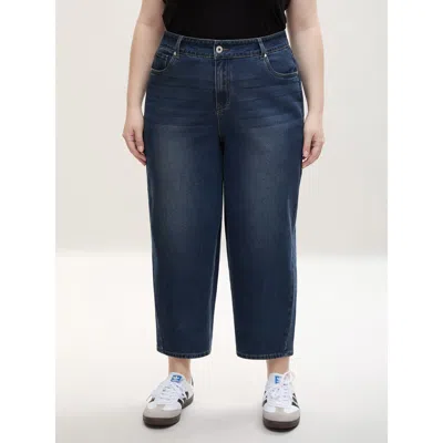 Bloomchic Women's Plus Size High Waist Sculpting Side Zipper Jeans Denimindigo Boyfriend No Stretch 10/m
