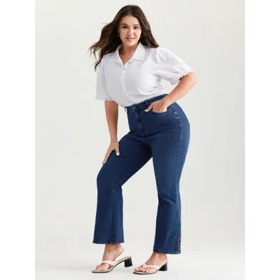 Bloomchic Women's Plus Size Hip Sculpting High-rise Flare Jeans Darkindigo Not Graphics Non Flared High Stretc In Purple