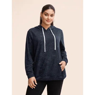 Bloomchic Women's Plus Size Hooded Ties Pocket Elastic Cuffs Sweatshirt Indigo Plain Casual 22-24/3x In Purple